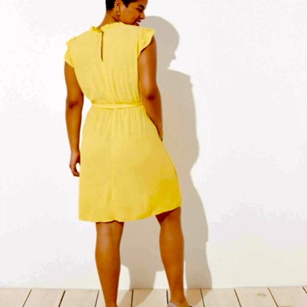 Loft Plus Size NWT Yellow Floral Ruffle Dress Women Various - Picture 12 of 14